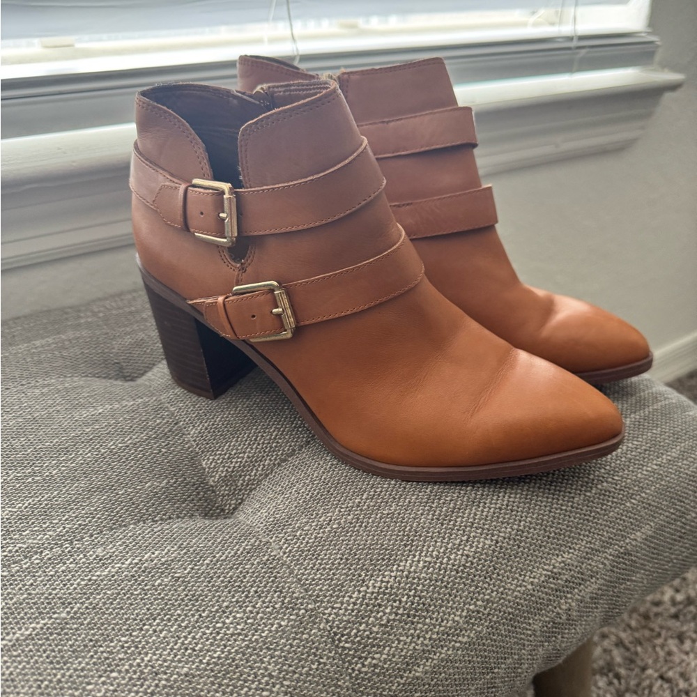 Franco Sarto Brown Ankle Booties with Buckle Straps
